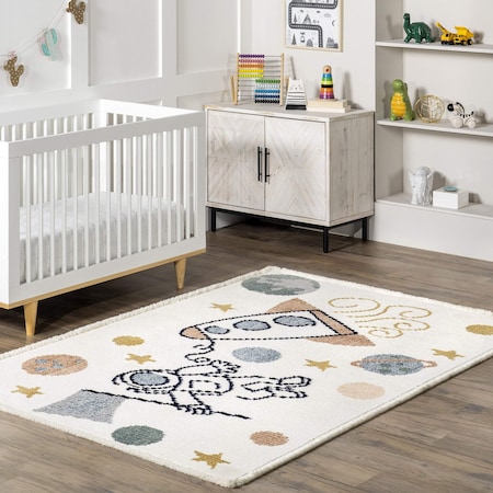 Nuloom Caree Astronaut Kids Fringe Area Rug 3ft x 5ft KKPL05A-305